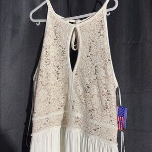 Elegant White Lace Halter Dresses